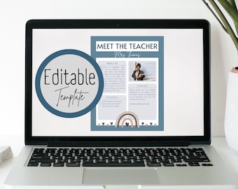 Boho Rainbow Meet the Teacher Template: Customizable Canva Design (Digital Download)