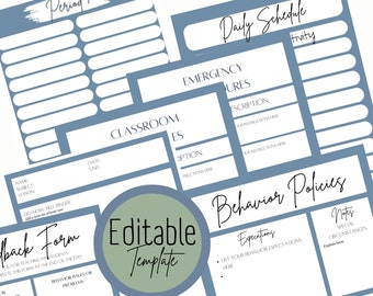 Editable Substitute Binder Template: Classroom Planner (Canva Digital Download)