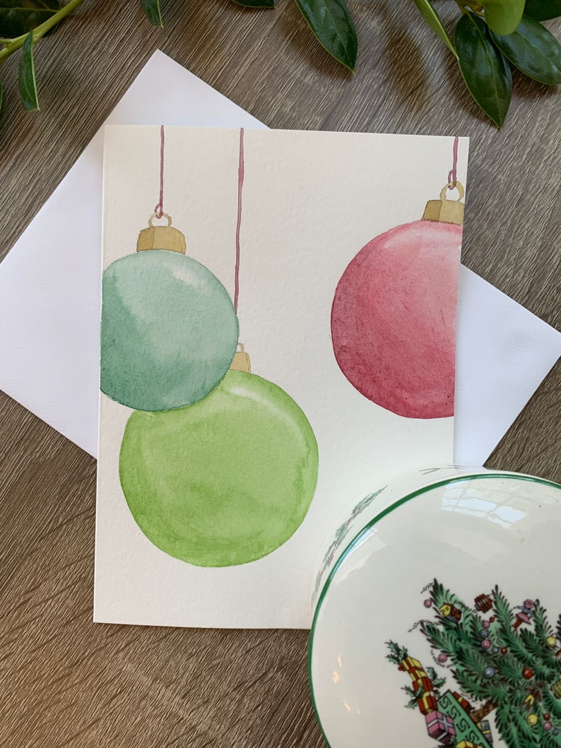 Set of 5 Hand Painted Christmas Cards Watercolor Holiday Card Set ...