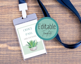Karnet Cactus Classroom Pass: edytowalny karnet do toalety dla uczniów (do natychmiastowego pobrania)