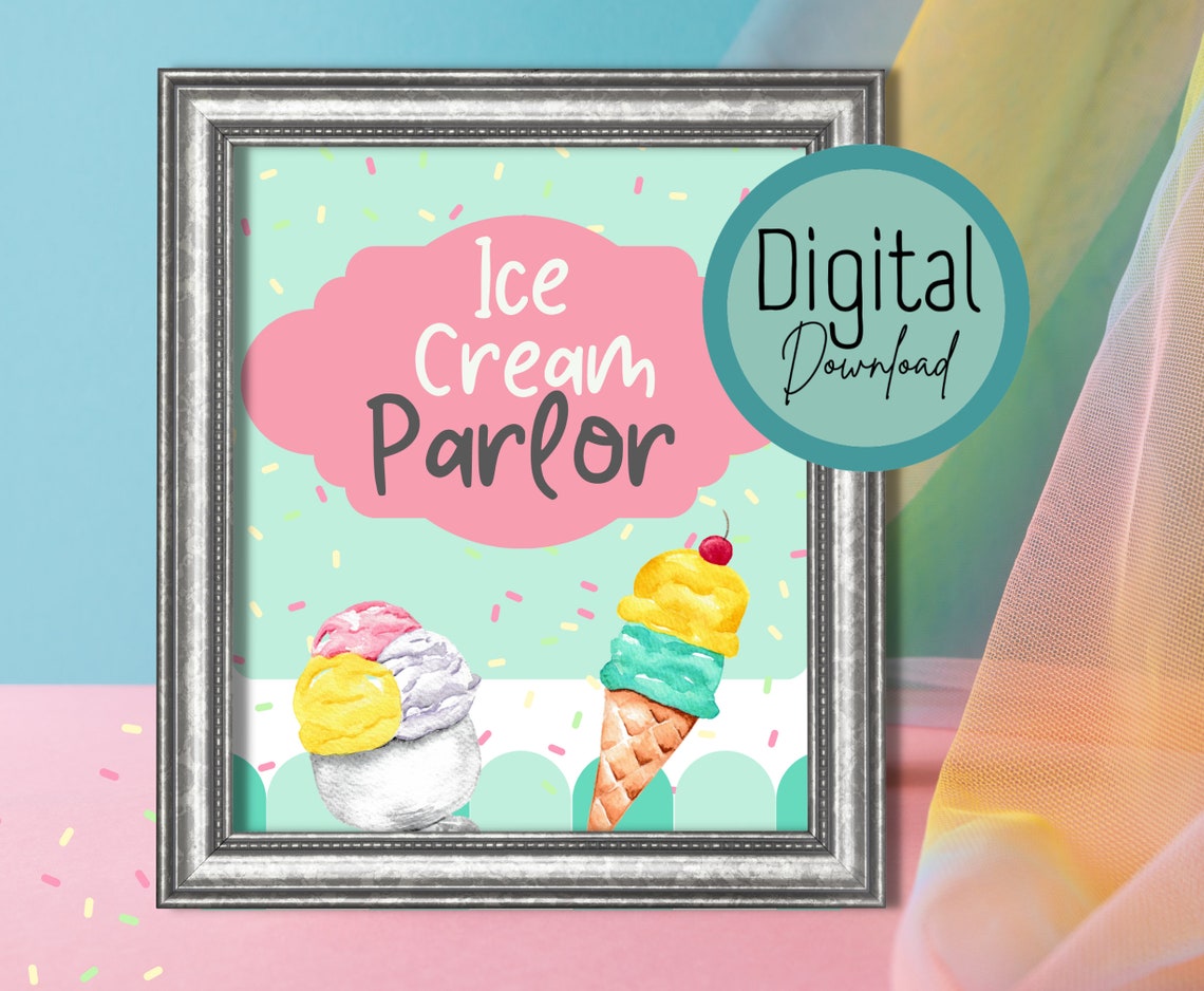 Printable Ice Cream Bar Signs | Printable Ice Cream Party Decorations ...