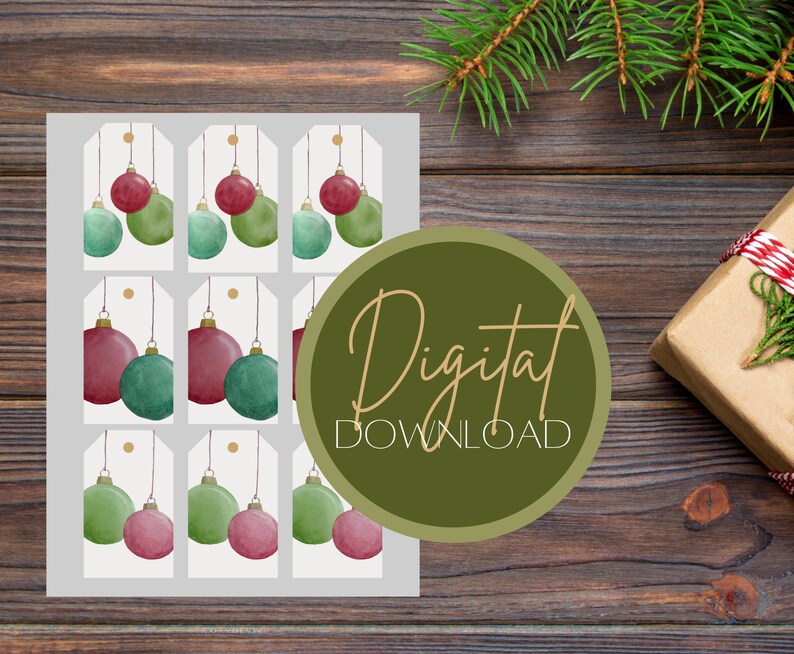 Printable Christmas Gift Tags | Hand Painted Watercolor Gift Tags | Modern Holiday Gift Tags ...