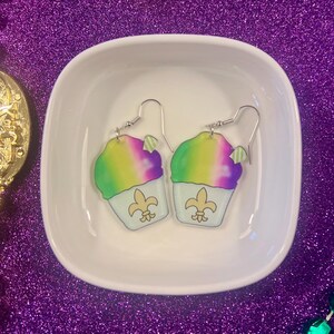 New Orleans Sno-ball Earrings ~ Mardi Gras Colors ~ Purple, Green, and Gold ~ Cute and Light