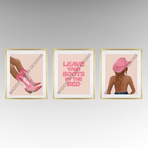 Cowgirl Set of 3 Art Print-Red Hair