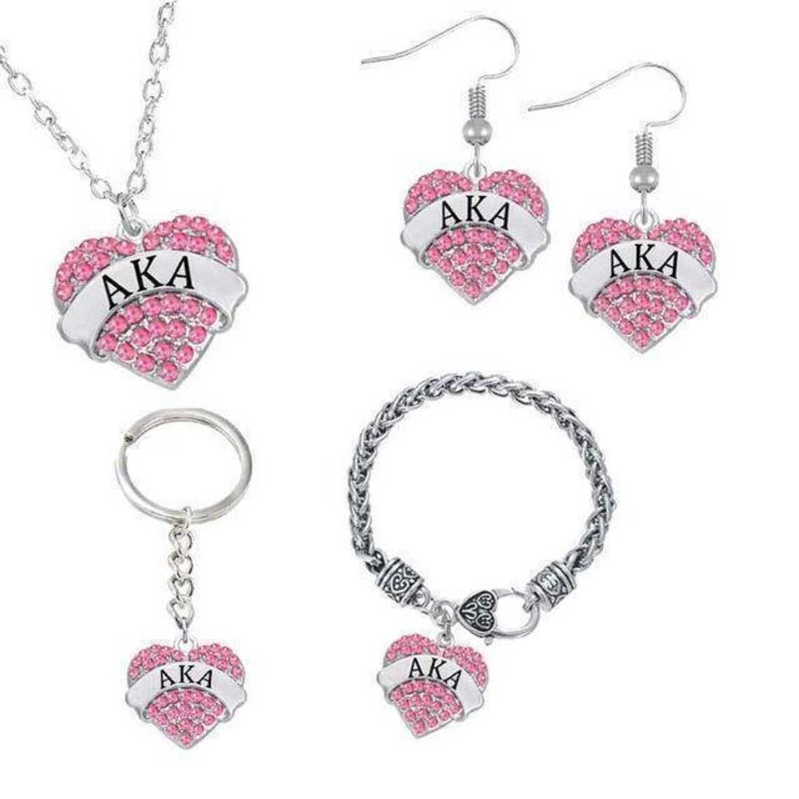 Alpha Kappa Alpha Heart Jewelry Set Etsy