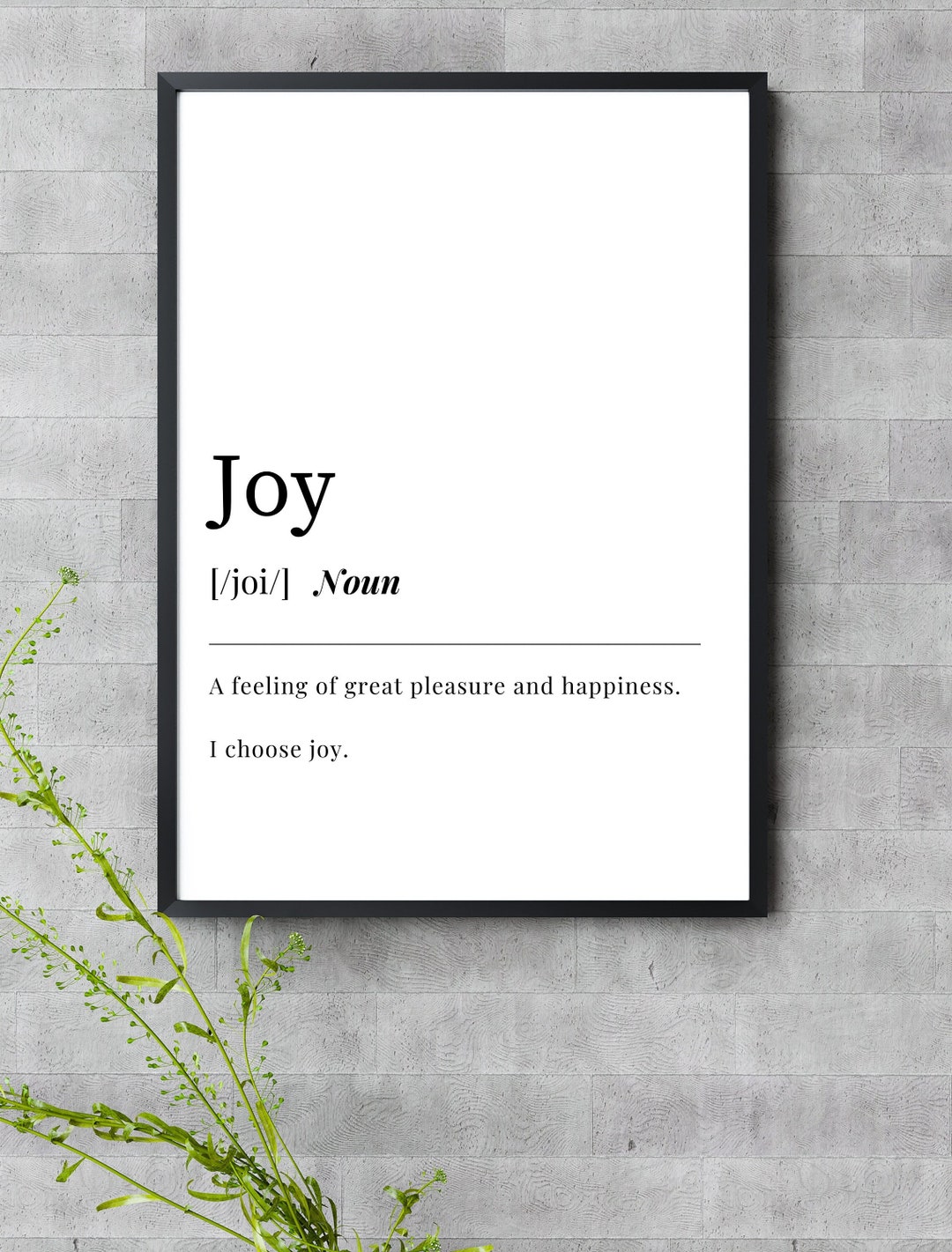 Joy Definition Printable Wall Art Feminine Quote Wall Art Etsy