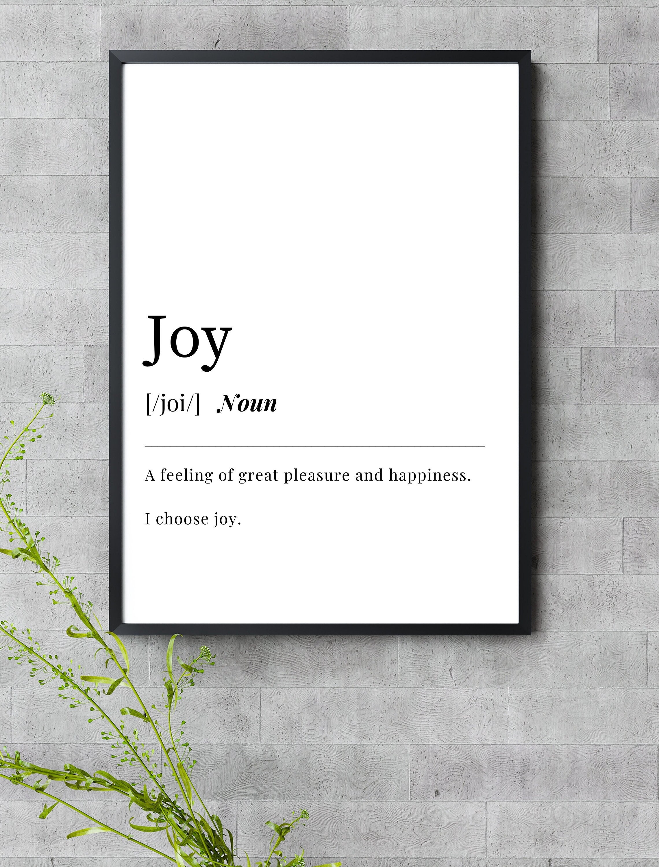 Joy Definition Printable Wall Art, Feminine Quote Wall Art, Printable