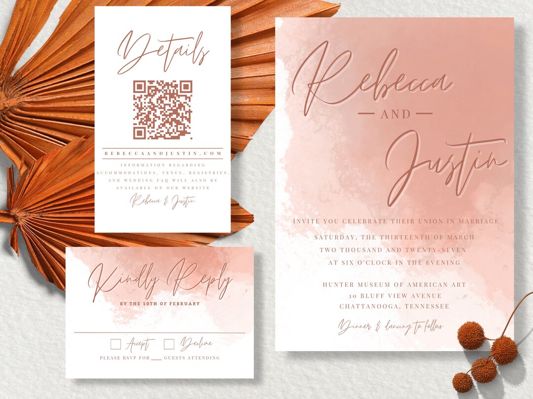 Wedding Invitation Template Set Etsy