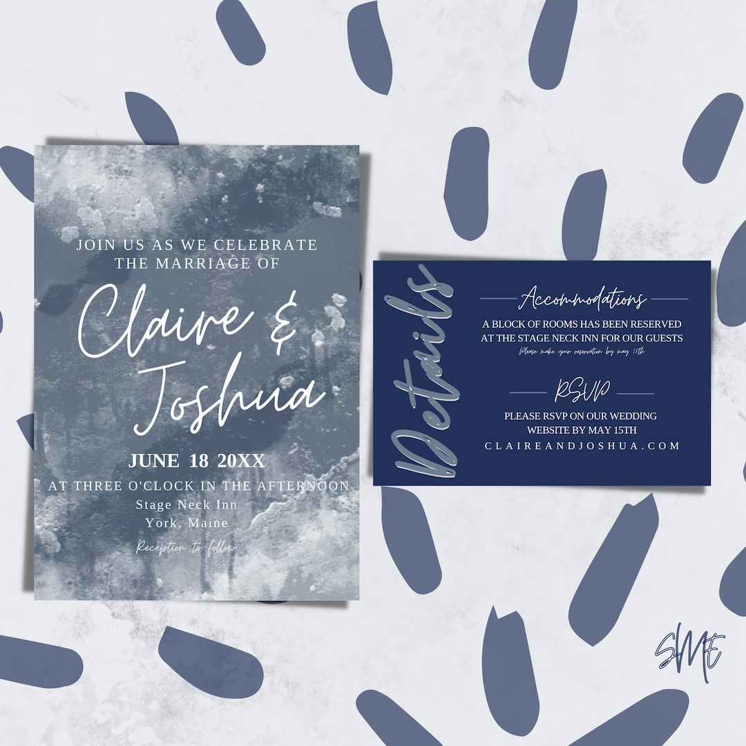 Wedding Invitation Template Set Etsy