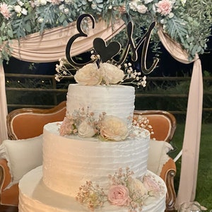 Cake Topper Matrimonio - Decorazione in plexi Specchio per torta per wedding personalizzato con le iniziali e cuore - amore - anniversario