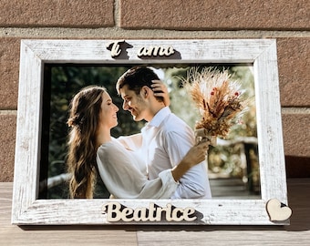 Cornice con dedica 3D e foto inclusa, Portafoto personalizzato, regalo per matrimonio, nascita, nonni con incisione laser, cornice in legno