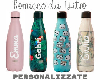 Borraccia 1000 ml Termica Acciaio Bottles Thermos I-DRINK INCISIONE INCLUSA 1 Litro - Personalizzazione con testo a tua scelta