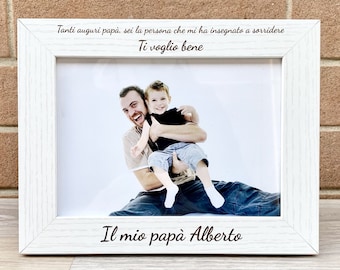 Cornice con dedica personalizzata e FOTO INCLUSA, Portafoto incisione, regalo sposi, nascita, nonni con incisione laser, quadretto per foto