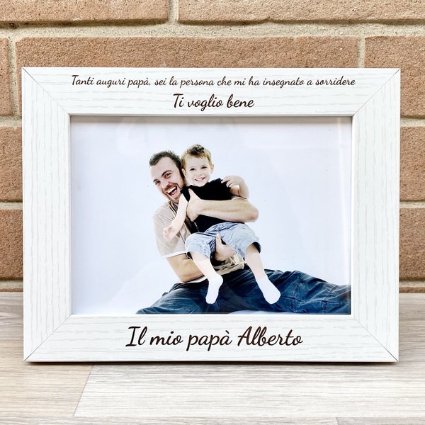 Cornice con dedica personalizzata e FOTO INCLUSA, Portafoto incisione, regalo sposi, nascita, nonni con incisione laser, quadretto per foto