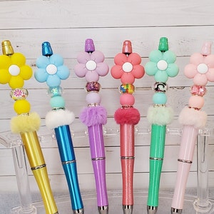 Full Pen SetPastel Summer Flower Beaded Pen Set of Six