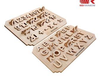 Wooden Number & Alphabet Puzzle: Educational Toy for Toddlers