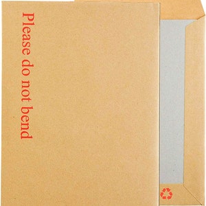 S’il vous plaît ne pliez pas carton dur Dos Manille Auto-scellé Carton dur Soutenu C3 / C4 / C5 / C6 / DL Enveloppes brunes recyclables et biodégradables