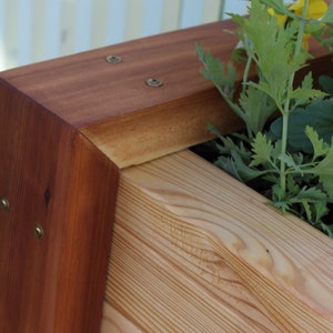 up close shot of the cedar and pine grain. buyers will choose what wood they buy for their diy garden bed which makes each one unique and personal