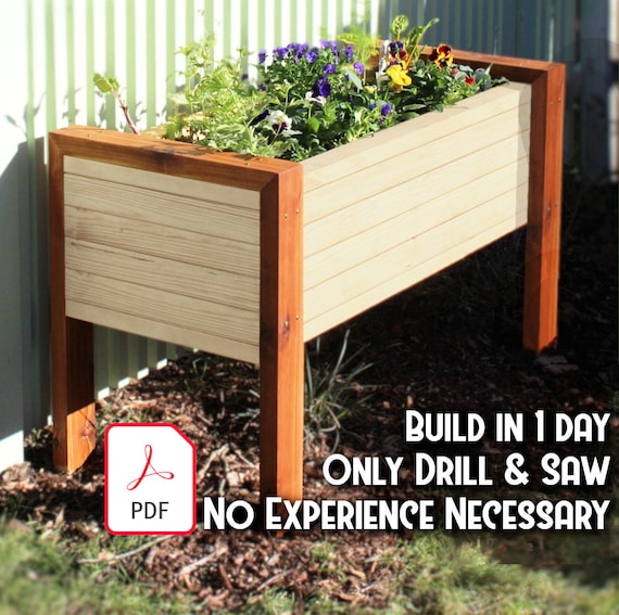 Raised Garden Bed plans, Cedar and pine raised planter bed waist high raised garden bed plans