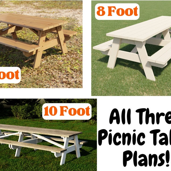 3 Pack picnic table plans bundle- Get all three of our picnic table plans discounted!