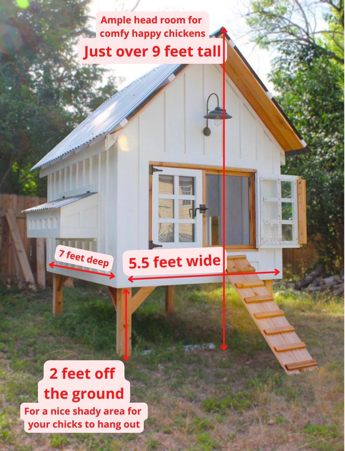B&B Chicken Coop Plans: Farmhouse Style, 8-15 Chickens (instant