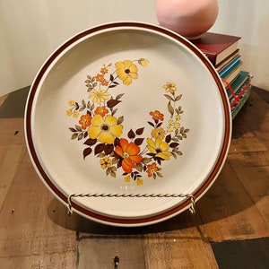 Vintage 1960 1970 Hearthside Stoneware Chablis 571 Japan Causal Elegance pattern 12” Dinner Plate Retro Boho