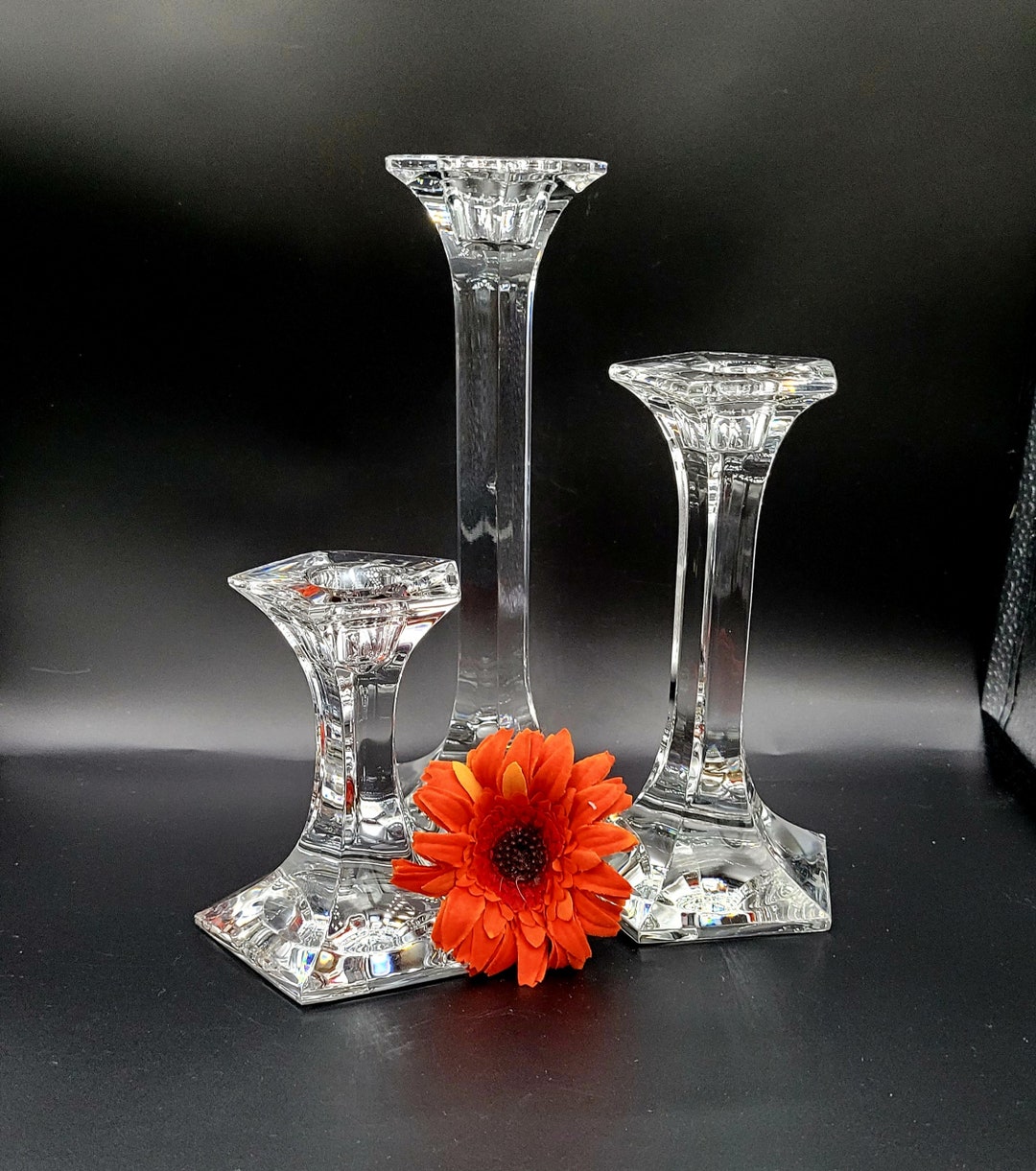 Set of 3 Elegant RIEDEL Crystal Candle Stick Holders. Etsy