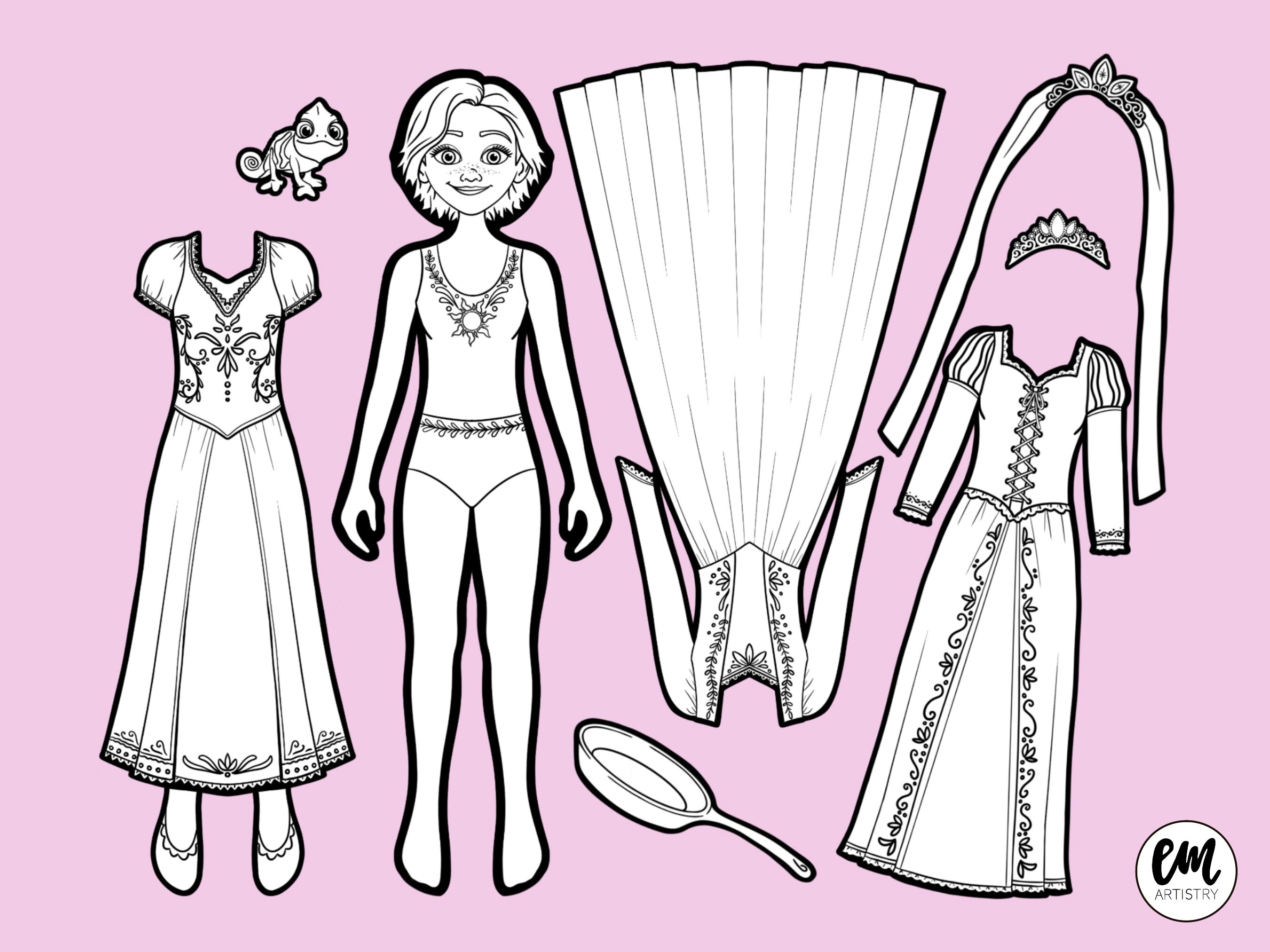 Rapunzel Paper Doll - Etsy