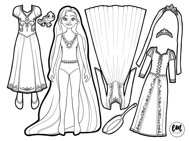 Rapunzel Paper Doll - Etsy