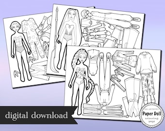 K-pop Demon Hunters PAPER DOLLS /Huntrix/Rumi/Mira/Zoey/15+outfits and accessories/colouring pages/birthday party activity/party favors