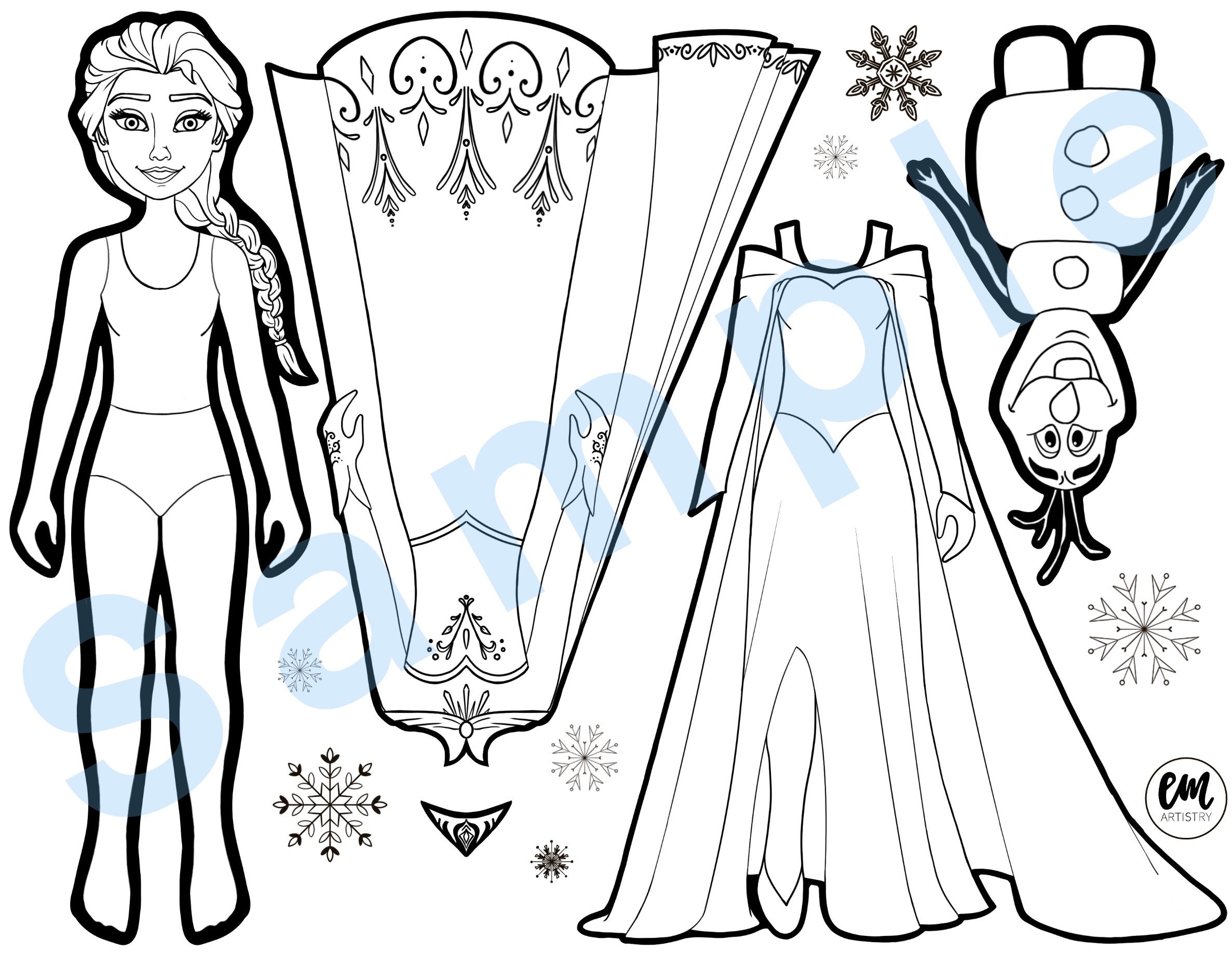 elsa and anna paper doll printable