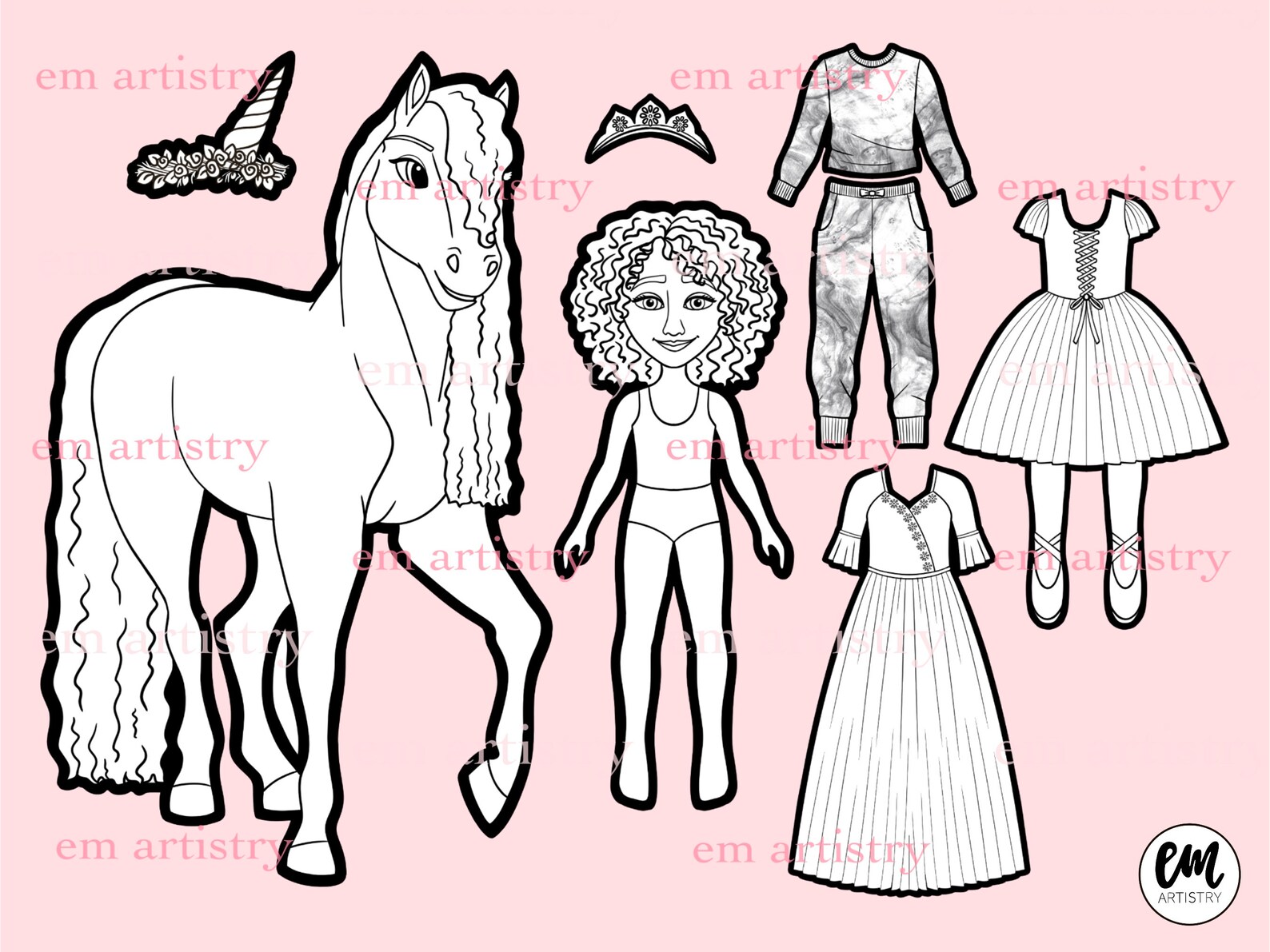 Entire Pony Paper Doll Collection Colouring Pages | Etsy