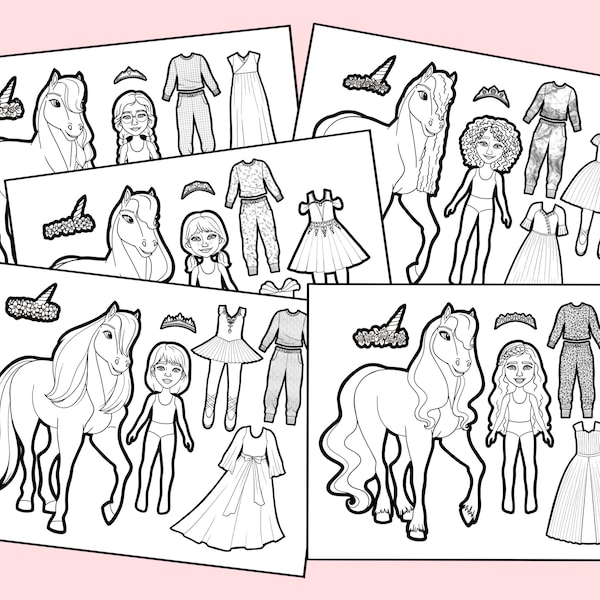 Entire Pony Paper Doll Collection - Colouring Pages!