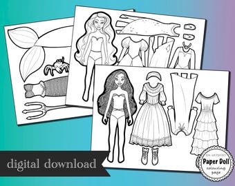 Ariel Paper Dolls - Mała Syrenka - Kolorowanka do wydrukowania