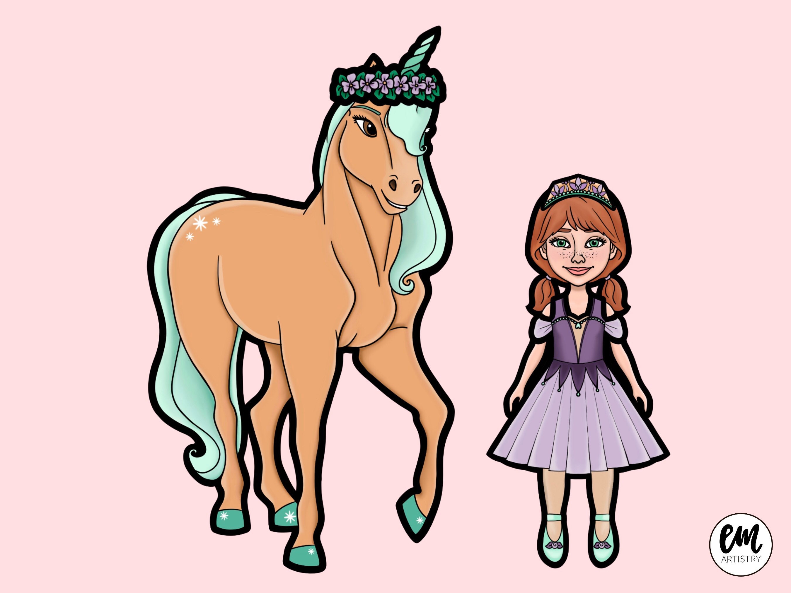 Mia & Pony Paper Doll Colouring Page - Etsy