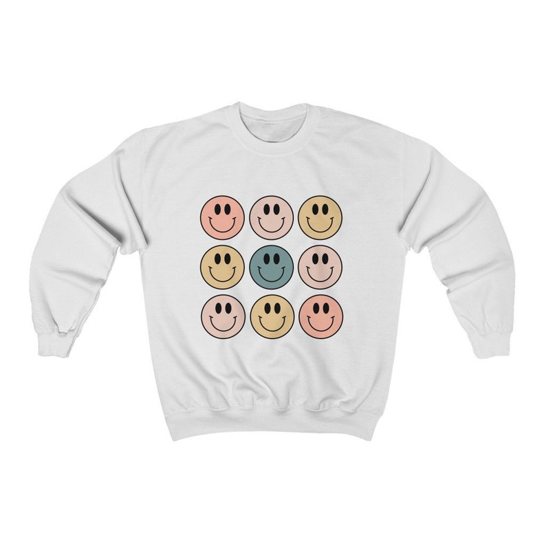White smiley face sweatshirt Clearance