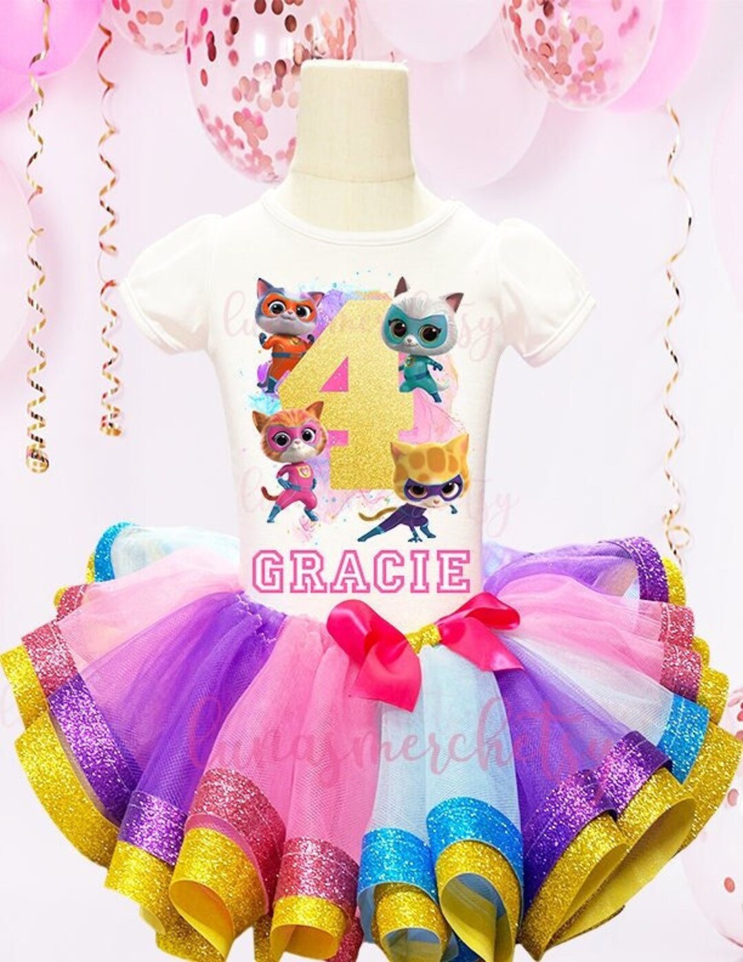 Super Cat Kitty Birthday Shirtsuperhero Birthday Partysuper Etsy