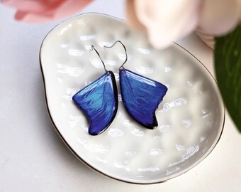 Pendientes inspirados en las alas de la mariposa Morpho azul - Pendientes de imitación de mariposa, colgantes de resina, acero quirúrgico hipoalergénico