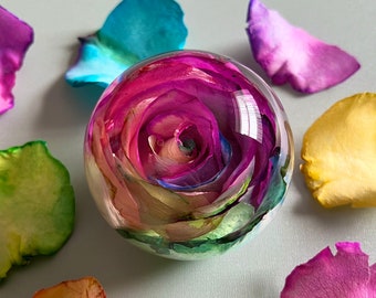 Rainbow Forever Rose - Real Rose Preserved in Resin - Anniversary Gift - Gift for Her