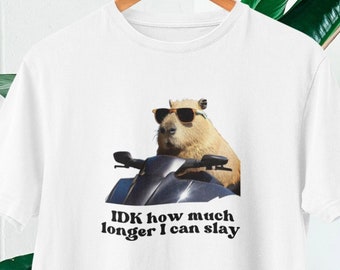 IDK How much longer I can slay T-shirt | Slay T-shirt | Funny top | TikTok fans | Capybara top | Funny Capybara Slay T-shirt | Funny t-shirt