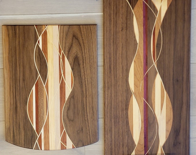 Custom Woven Hardwood Cutting and Charcuterie Board Pair - Etsy
