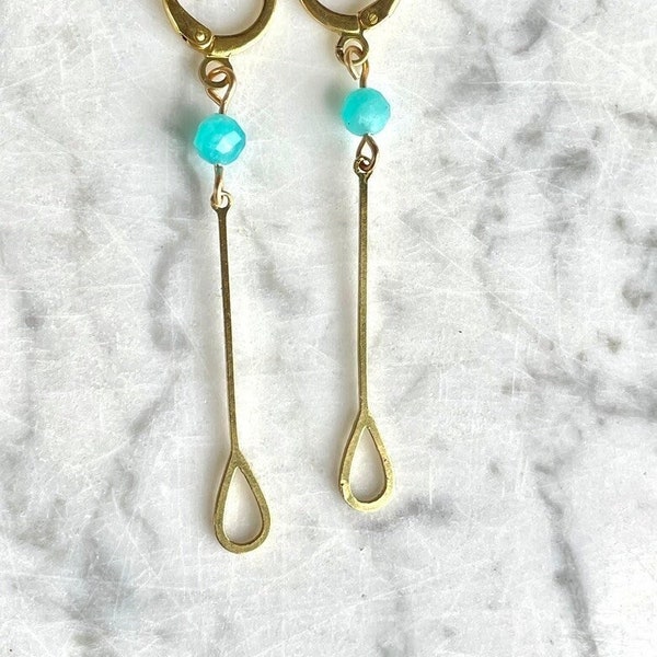 Stand Up Paddle SUP Earrings Gold