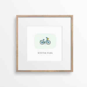 Winter Park Digital Print ~ Bicycle Digital Print ~ Florida Wall Art ~ City Icon Wall Art ~ City Art ~ Home Decor ~ Descarga instantánea