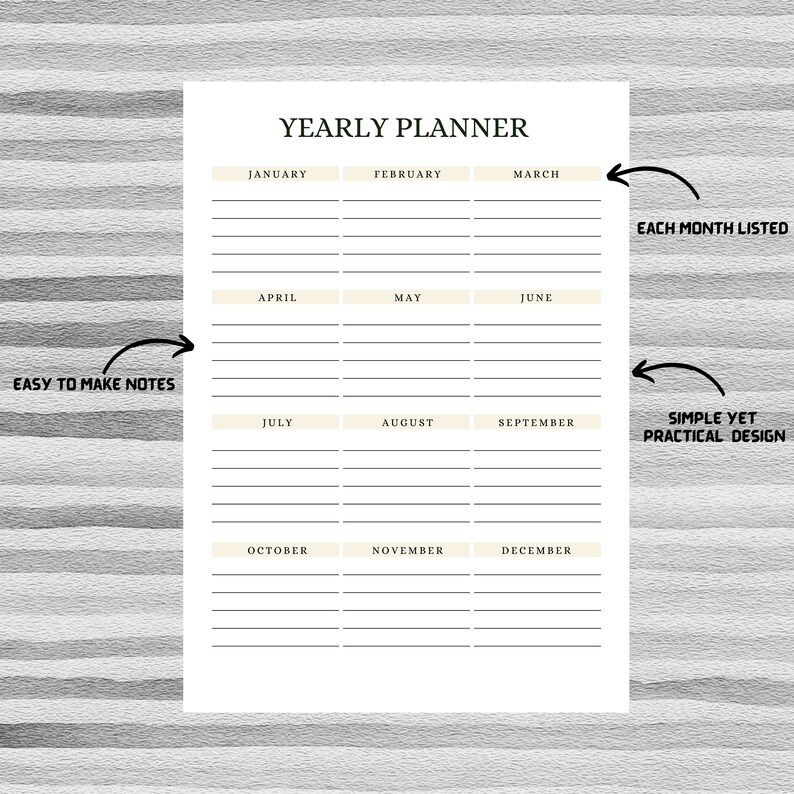Printable Planner ,yearly Planner Printable, Yearly Agenda, Yearly ...