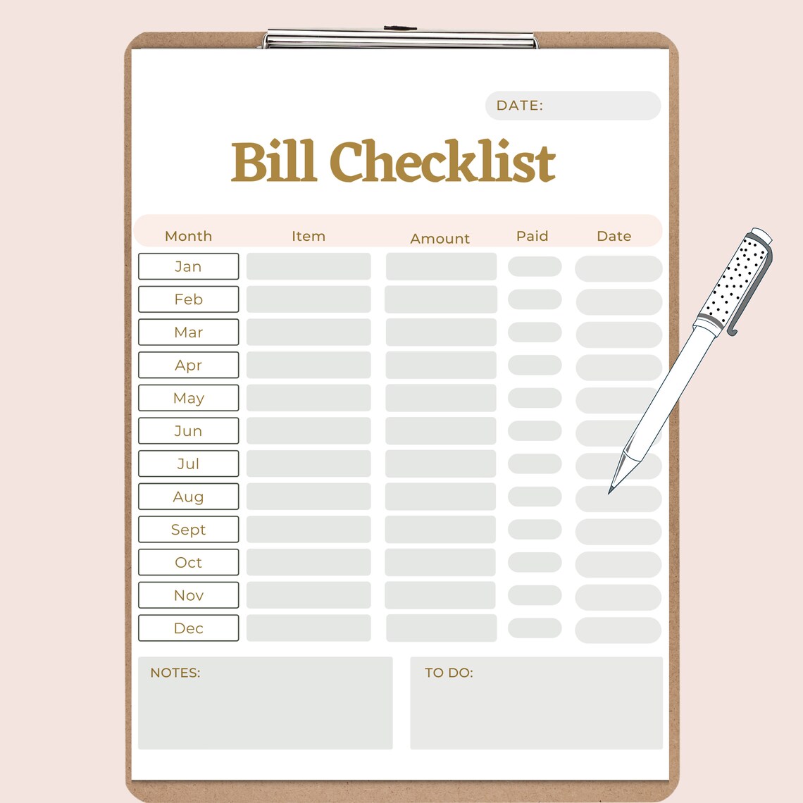 Bill Payment Checklist , Bill Payment, Bill Payment Tracker, Bill ...