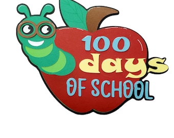 100 days of school apple die cut paper piece for scrapbooking
