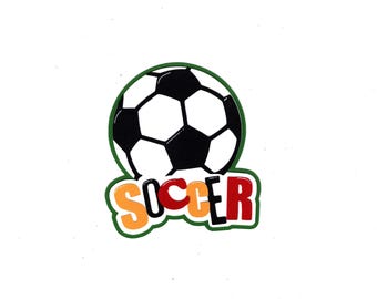 Soccer ball title die cut paper piece for scrapbooking