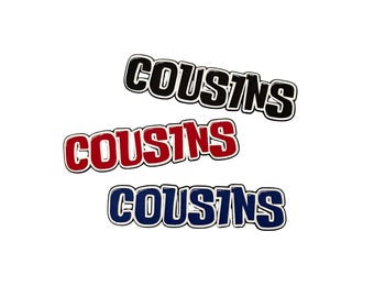 Cousin Title for Scrapbooking layout in Red, Blue or Black