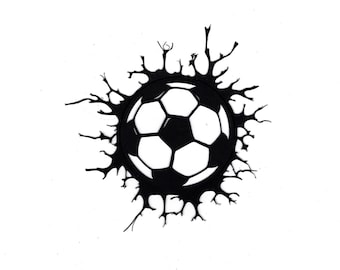 Soccer wall breaking thru wall die cut paper piece for scrapbooking