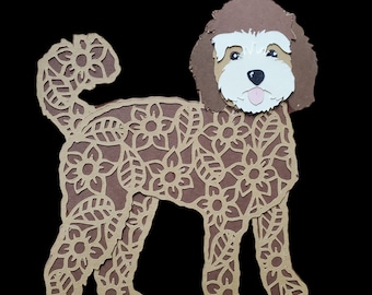 Labradoodle die cut paper piecing scrapbook embellishment 3D